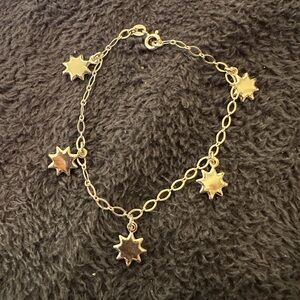 925 Sterling Silver Anklet Star
Charm Open Chain Link 9.5" Long